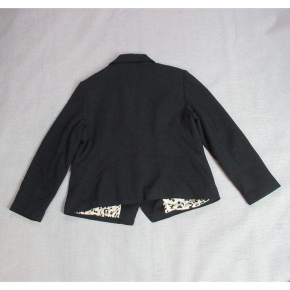 Chicos Blazer Jacket Womens Size 2P Black Textured Full Zip Classic Work NEW - Picture 4 of 8